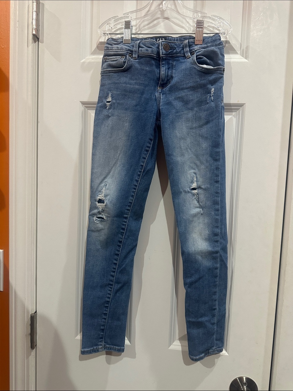 NWOT GAP Kids Light Blue Ripped Skinny Jeans size 8